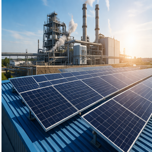 solar energy powering industrial plant